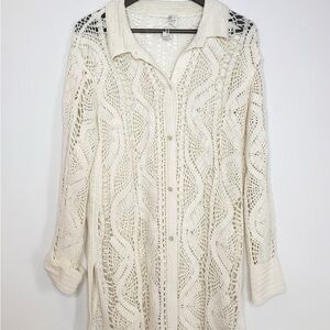 NWT Helmut Lang $895 Crochet Knit Cardigan/Cream Size Medium
